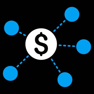 Doları sanal bağlantılar düz vektör simgesi