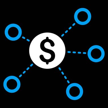 Doları ağ bağlantıları düz vektör simgesi