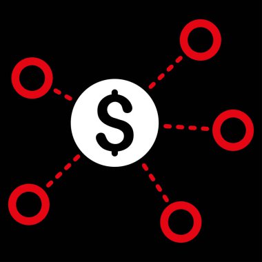 Doları ağ bağlantıları düz vektör simgesi