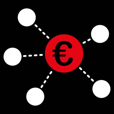 Euro sanal bağlantılar düz vektör simgesi