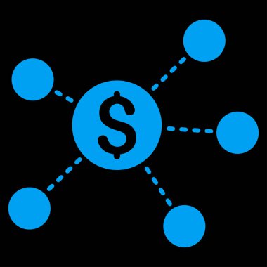 Doları sanal bağlantılar düz vektör simgesi