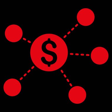 Doları sanal bağlantılar düz vektör simgesi