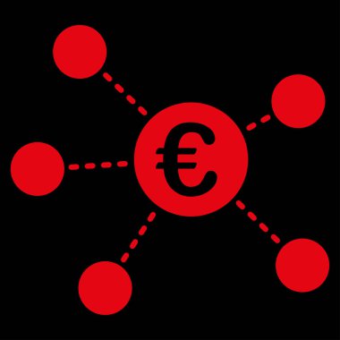 Euro sanal bağlantılar düz vektör simgesi