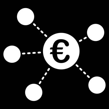 Euro sanal bağlantılar düz vektör simgesi