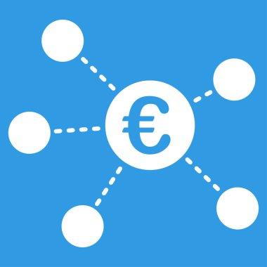 Euro sanal bağlantılar düz vektör simgesi