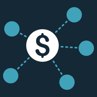 Doları sanal bağlantılar düz vektör simgesi