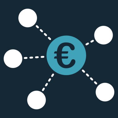 Euro sanal bağlantılar düz vektör simgesi