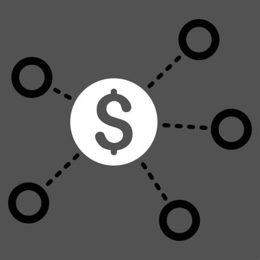 Doları ağ bağlantıları düz vektör simgesi