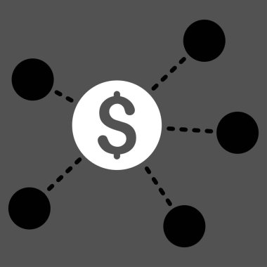 Doları sanal bağlantılar düz vektör simgesi