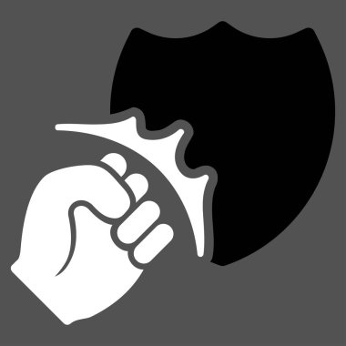 Yumruk Strike kalkan düz vektör simgesi