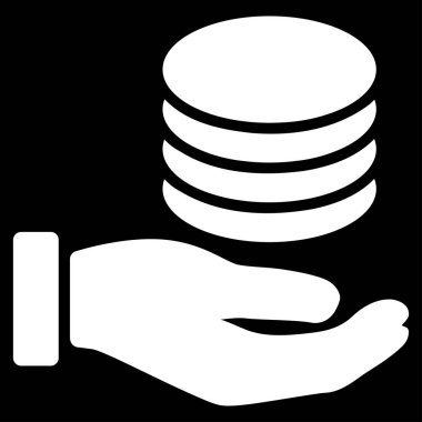 Paralar bağış el düz vektör simgesi