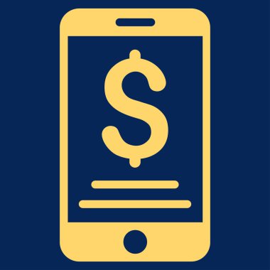 Doları mobil ödeme düz vektör simgesi