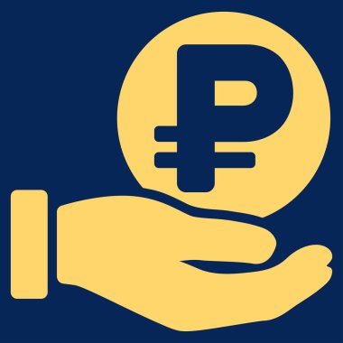 Rublesi para ödeme el düz vektör simgesi