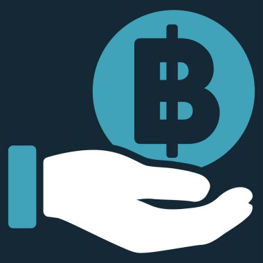 Bahtı para ödeme el düz vektör simgesi