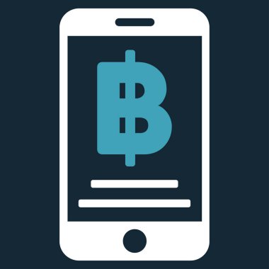 Bitcoin mobil ödeme düz vektör simgesi
