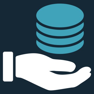 Paralar bağış el düz vektör simgesi