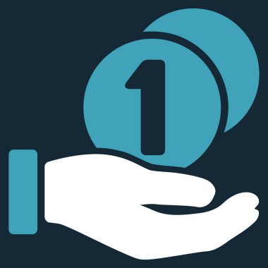 Sikke ödeme el düz vektör simgesi