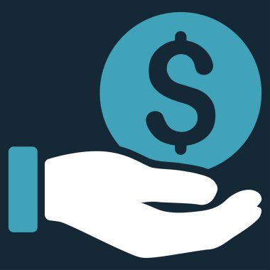 Doları para ödeme el düz vektör simgesi