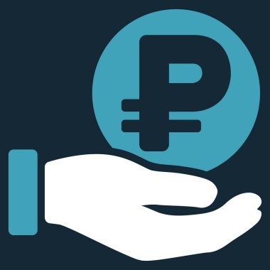 Rublesi para ödeme el düz vektör simgesi