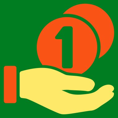 Sikke ödeme el düz vektör simgesi