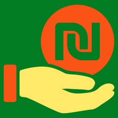 Şekel para ödeme el düz vektör simgesi