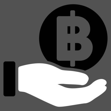 Bahtı para ödeme el düz vektör simgesi