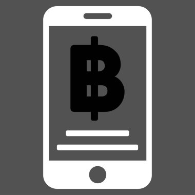 Bitcoin mobil ödeme düz vektör simgesi