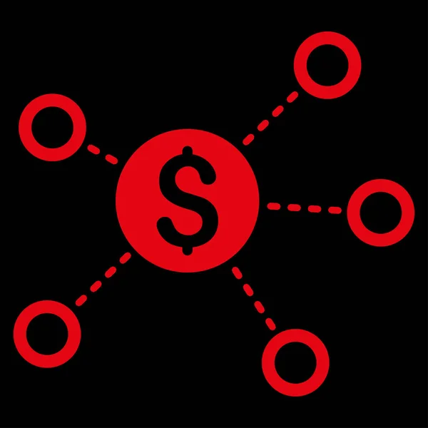 Dollar-Netzwerk verknüpft flache Vektorsymbole — Stockvektor