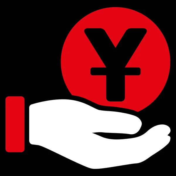 Yuan moeda pagamento mão plana vetor ícone — Vetor de Stock