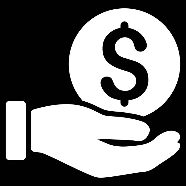 Dollar pièce paiement main plat vecteur icône — Image vectorielle