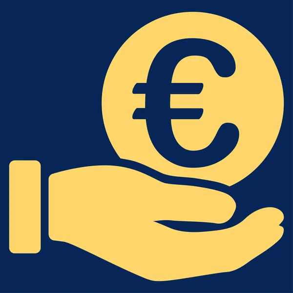 Euro moeda pagamento mão plana vetor ícone — Vetor de Stock