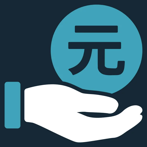 Icona vettoriale piatta a mano di pagamento della moneta Yuan — Vettoriale Stock