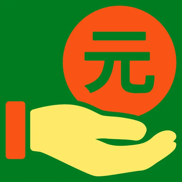 Yuan Münzzahlung Hand flache Vektor-Symbol — Stockvektor