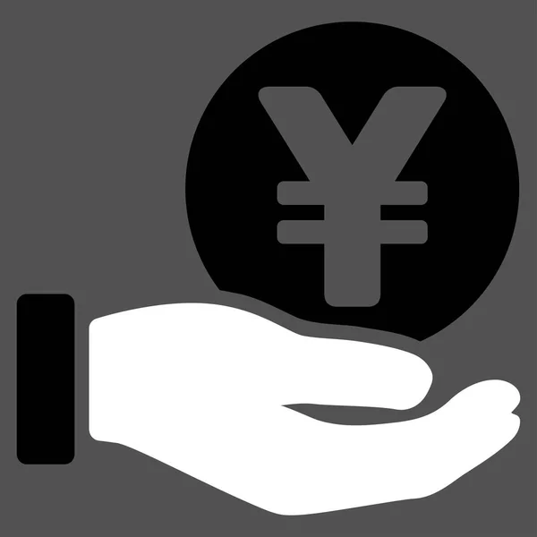 Yen Moeda pagamento mão plana vetor ícone — Vetor de Stock