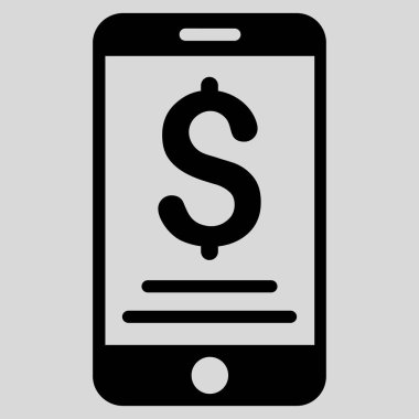 Doları mobil ödeme düz vektör simgesi