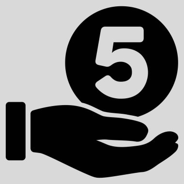 Beş sent ödeme el düz vektör simgesi