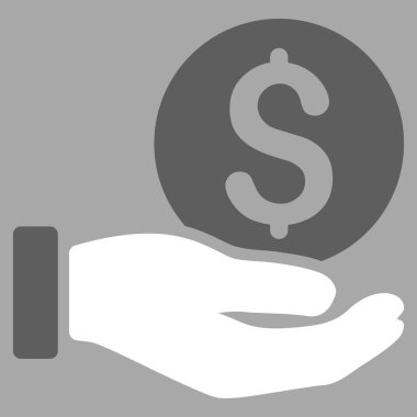 Doları para ödeme el düz vektör simgesi