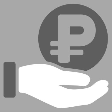 Rublesi para ödeme el düz vektör simgesi