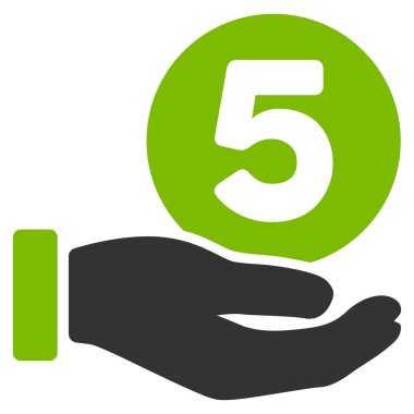 Beş sent ödeme el düz vektör simgesi