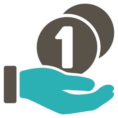 Sikke ödeme el düz vektör simgesi