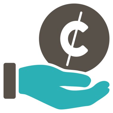 Cent ödeme el düz vektör simgesi