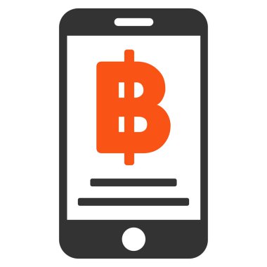 Bitcoin mobil ödeme düz vektör simgesi