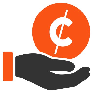 Cent ödeme el düz vektör simgesi