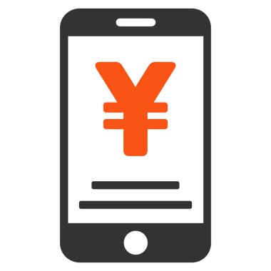Yen mobil ödeme düz vektör simgesi