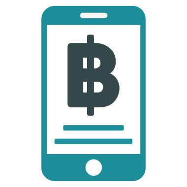 Bitcoin mobil ödeme düz vektör simgesi