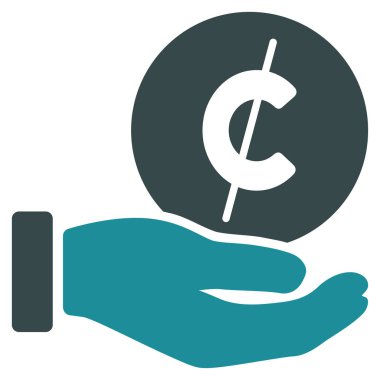 Cent ödeme el düz vektör simgesi