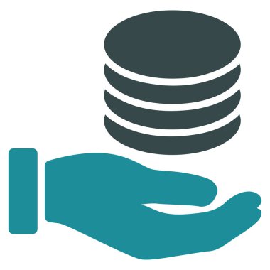 Paralar bağış el düz vektör simgesi