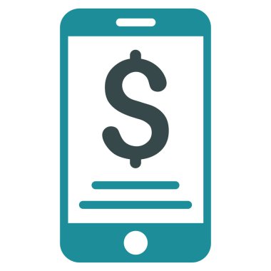 Doları mobil ödeme düz vektör simgesi