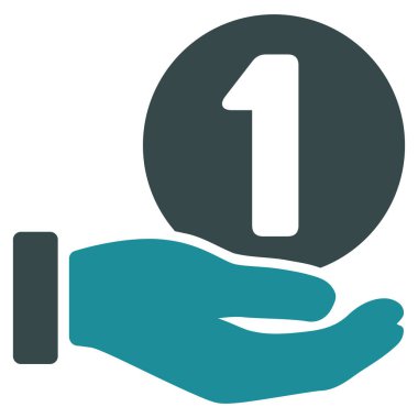 Bir jeton ödeme el düz vektör simgesi