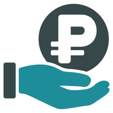 Rublesi para ödeme el düz vektör simgesi